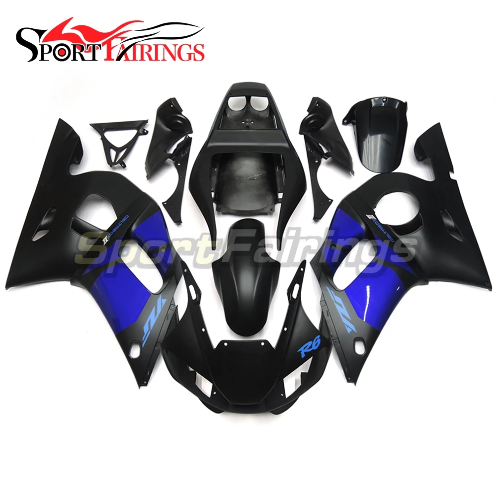 

Матовый полноразмерный обтекатель синего и черного цвета для Yamaha YZF R6 98 99 00 01 02, комплекты мотоциклетных обтекателей из АБС-пластика
