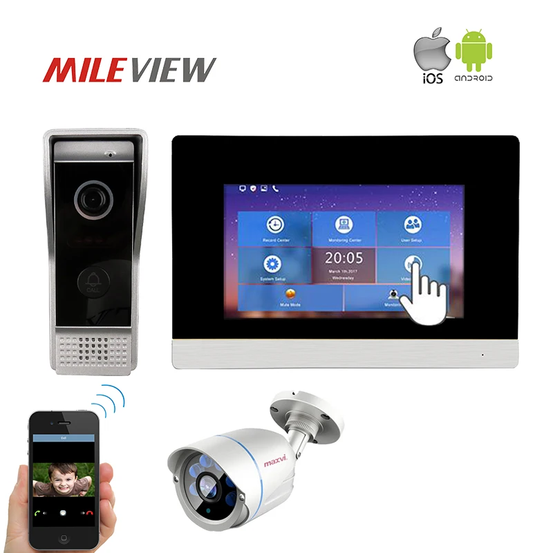 Бесплатная доставка Новый 720 P IP Wi Fi 7 &quotсенсорный экран видеодомофон дверной