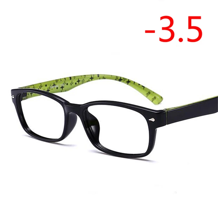 Myopia 350 1,0-1,5-2,0-4,0 квадратные очки для близорукости с градусом женские мужские короткие очки для коррекции зрения TR90 полосатая черная синяя красная Желтая оправа - Цвет оправы: Myopia 350