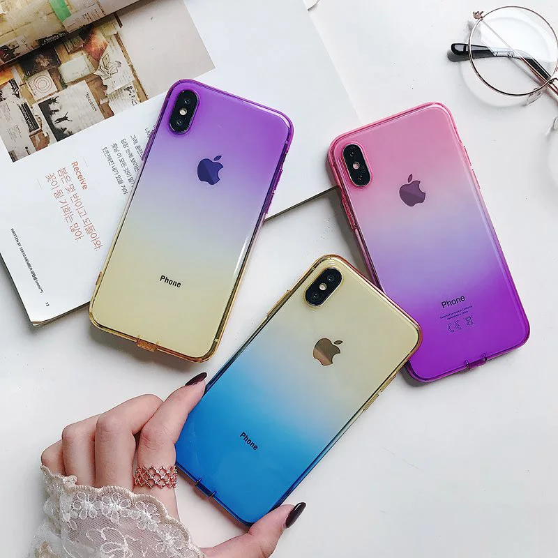 Ультратонкий Мягкий ТПУ градационный чехол для iPhone X XR XS MAX Pretty прозрачный