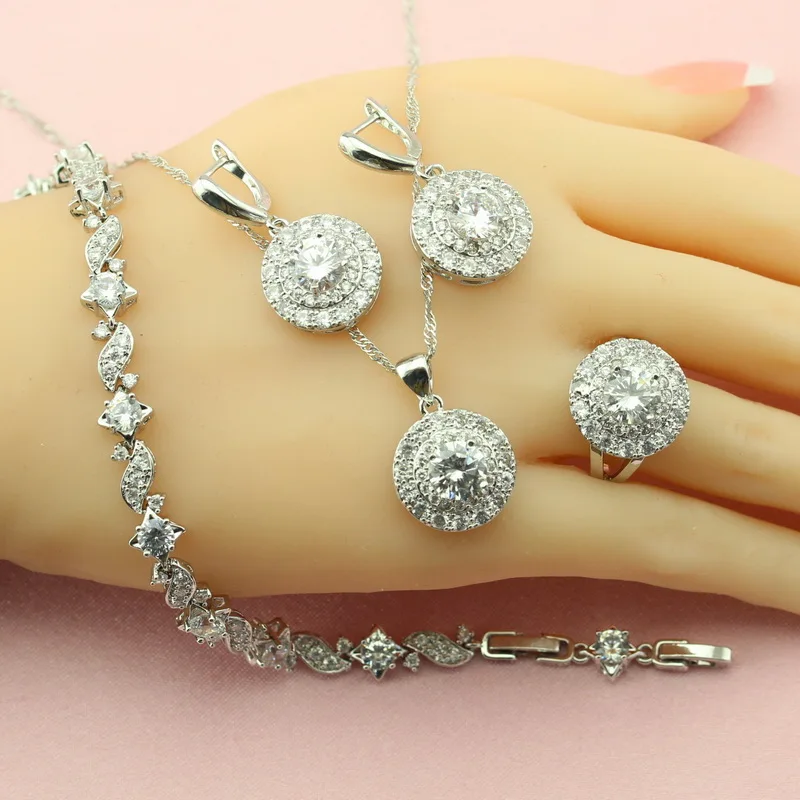 Женский комплект ювелирных изделий вечерние серьги браслет ожерелье кулон