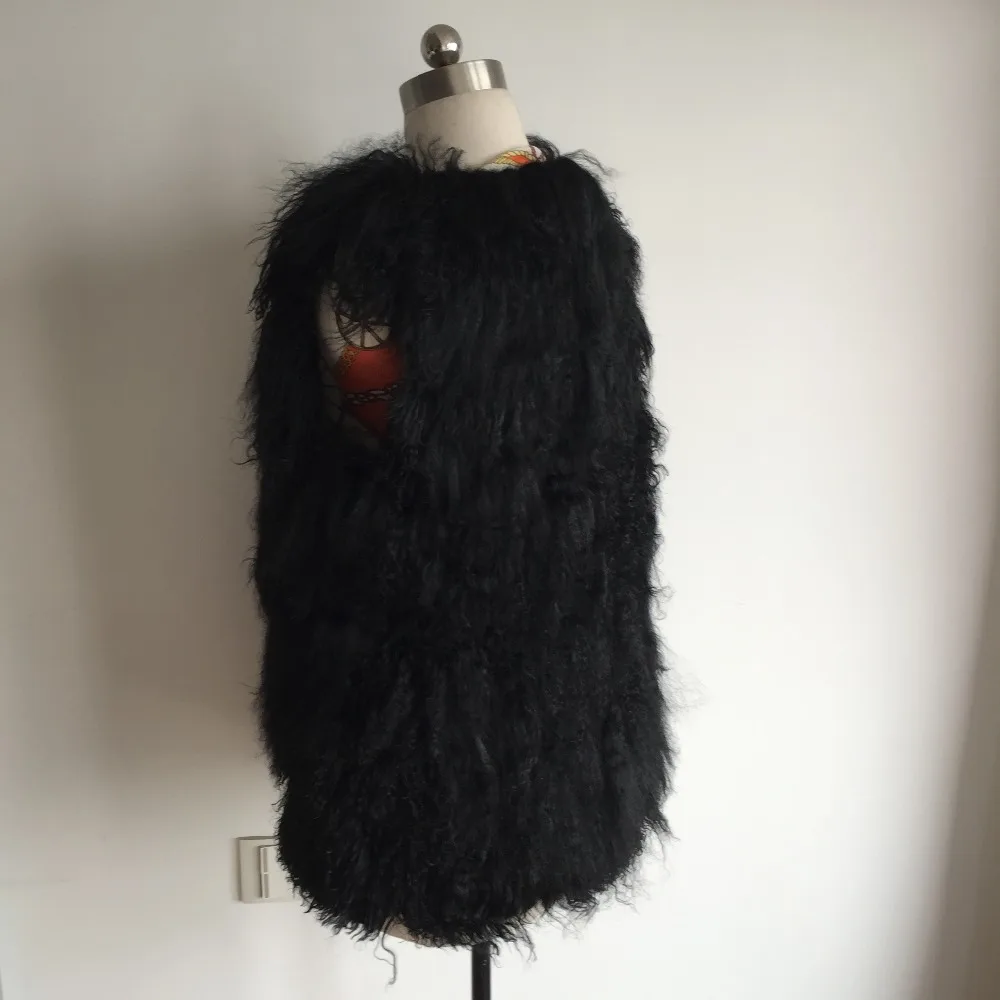 Женский жилет с натуральным овечьим мехом коричневый KSR363 2019|sheep fur vest|sheep furreal gilet |