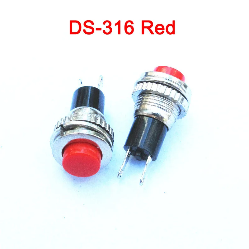 DS-316 DS-314 10 мм Маленький кнопочный выключатель разблокированный самосброс дверной звонок рупорный переключатель электрические выключатели 2 шт. розничная - Цвет: DS-316 Red