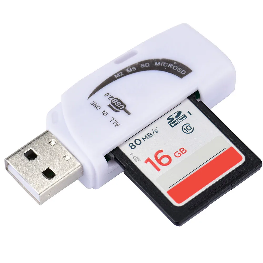 Горячая продажа кардридер для Micro SD SDHC TF M2 MMC MS PRO DUO все в 1 USB 2 0 мульти памяти Прямая