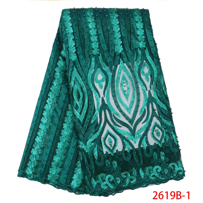 African Lace Fabric 2019 French lace high quality tulle mesh net fabric with sequins and beads Nigerian KS2619B-3 | Аксессуары для