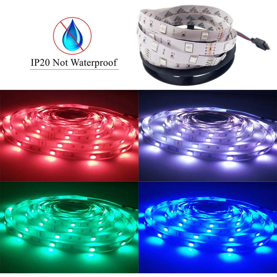 Goolook RGB Светодиодные ленты светильник Водонепроницаемый RGB светодиодные ленты SMD 5050 гибкий диода светодиодный лента+ ИК-пульт дистанционного управления+ DC12V Мощность адаптер