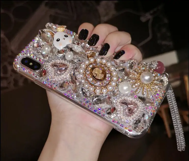 Модный Блестящий Мягкий чехол для телефона с кристаллами и алмазными ушками кролика для Xiaomi Redmi 8 7 6 4X 4A 5A 6A Note8 7 Pro 5 6 Pro Чехол