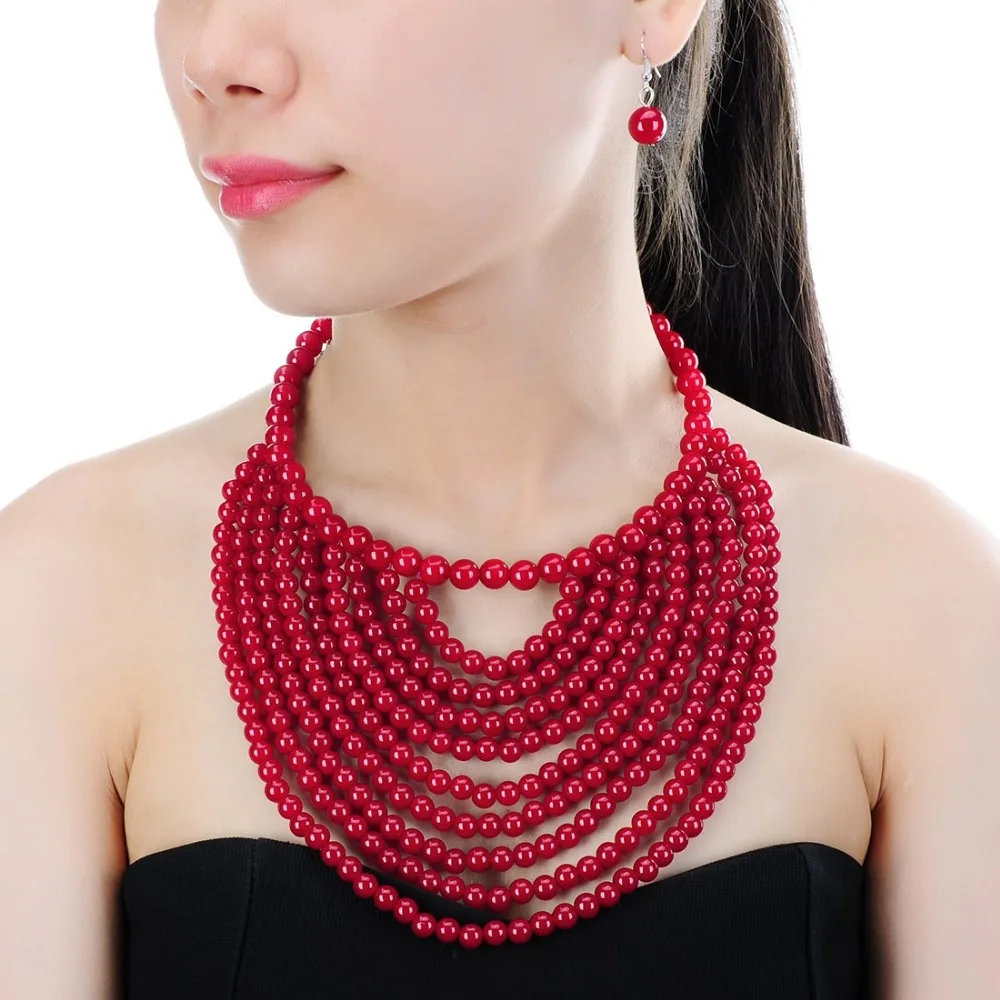 Женский ювелирный комплект из колье и серёг с жемчужинами|jewelry sets for women|necklace earrings