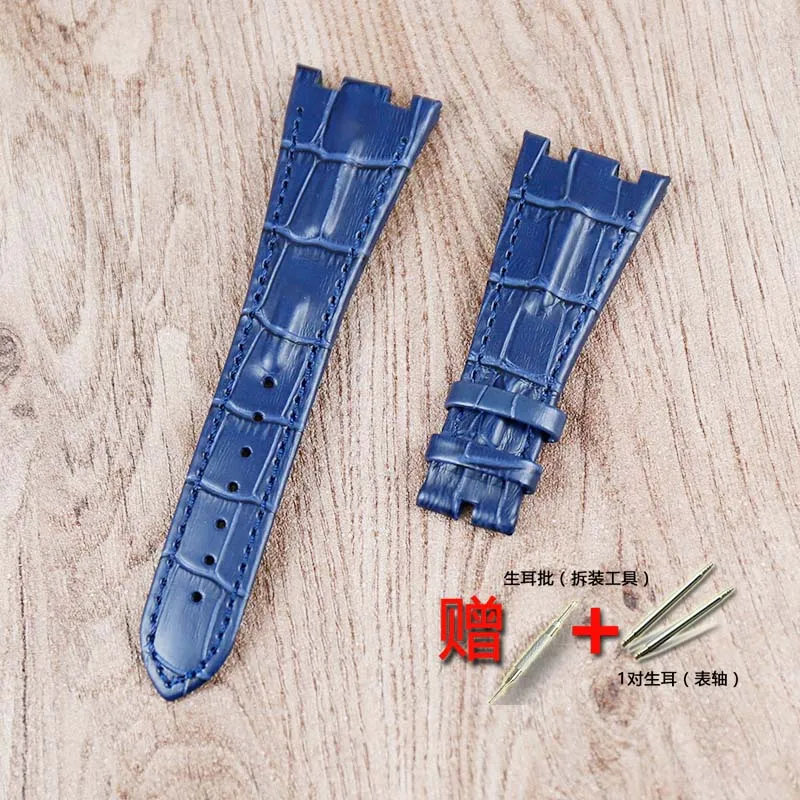 dark blue blue line Мужские механические часы аксессуары 28 мм кожаный ремешок для AP Королевский дуб Морской Дайвинг Водонепроницаемый Бизнес Повседневная серия - Цвет ремешка: dark blue blue line