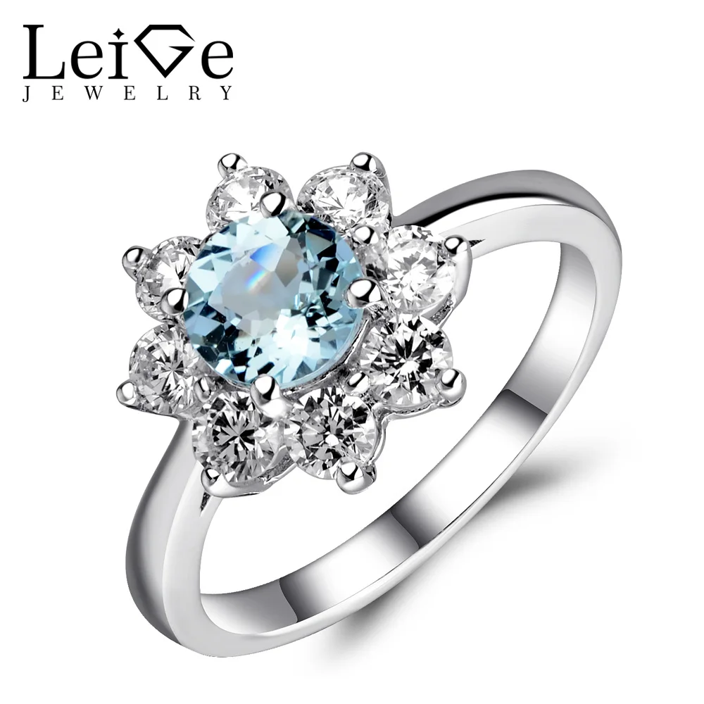 Женское кольцо с голубым драгоценным камнем|genuine aquamarine ring|gemstone rings silveraquamarine gemstone
