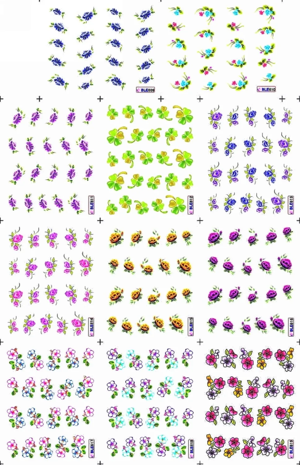 

11 PACK/ LOT WATER DECAL NAIL ART NAIL STICKER FLOWER OLD MAID GARDEN NASTURIUM PETALS BLE609-619