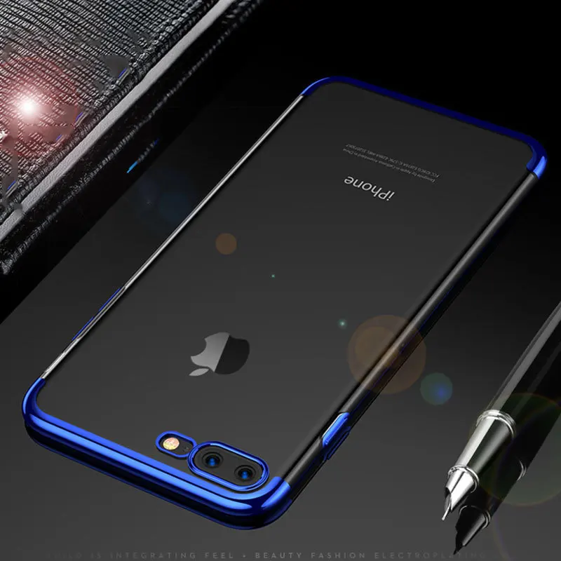 7 Plus Telefoon мотыги Роскошные покрытие силиконовый прозрачный чехол для телефона