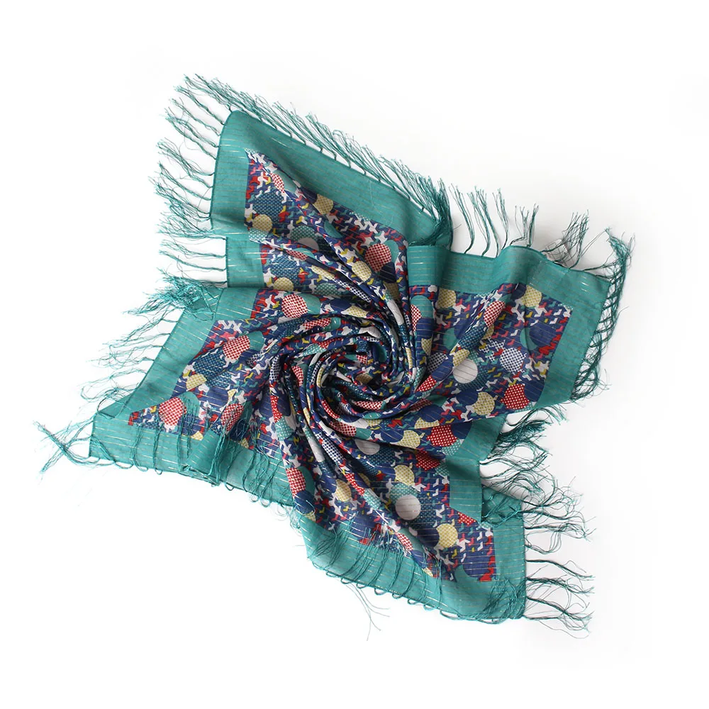 100*100 см квадратный шарф с геометрическим принтом в горошек из 100% хлопка кисточкой