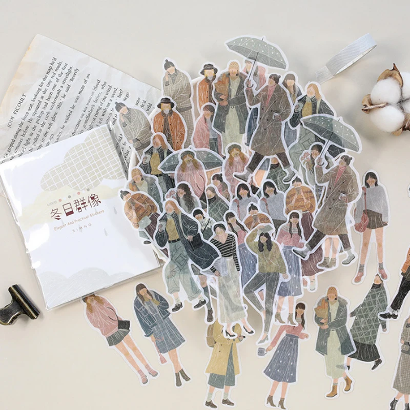 60 шт./пакет Зимняя серия бумажных наклеек ребенок дневник подельные стикеры