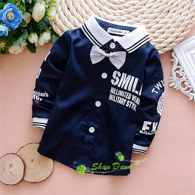 2015 весна и осень дети мальчики свободного покроя твердое письмо рубашки Дети