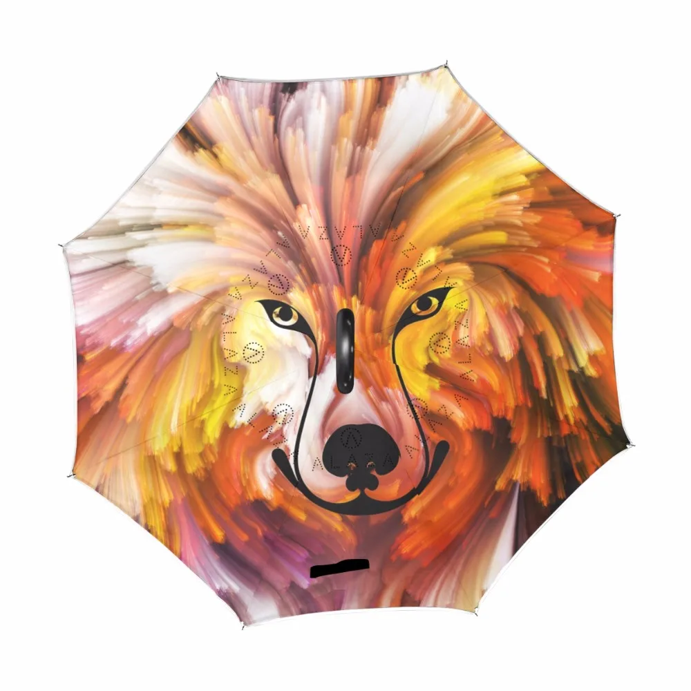 Ветрозащитный двухслойный зонт с рисунком собаки креативные автомобили длинная