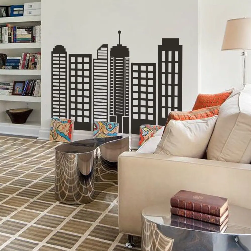 Город Силуэт Стикер Простых Геометрических Виниловые Росписи Искусства Декора
