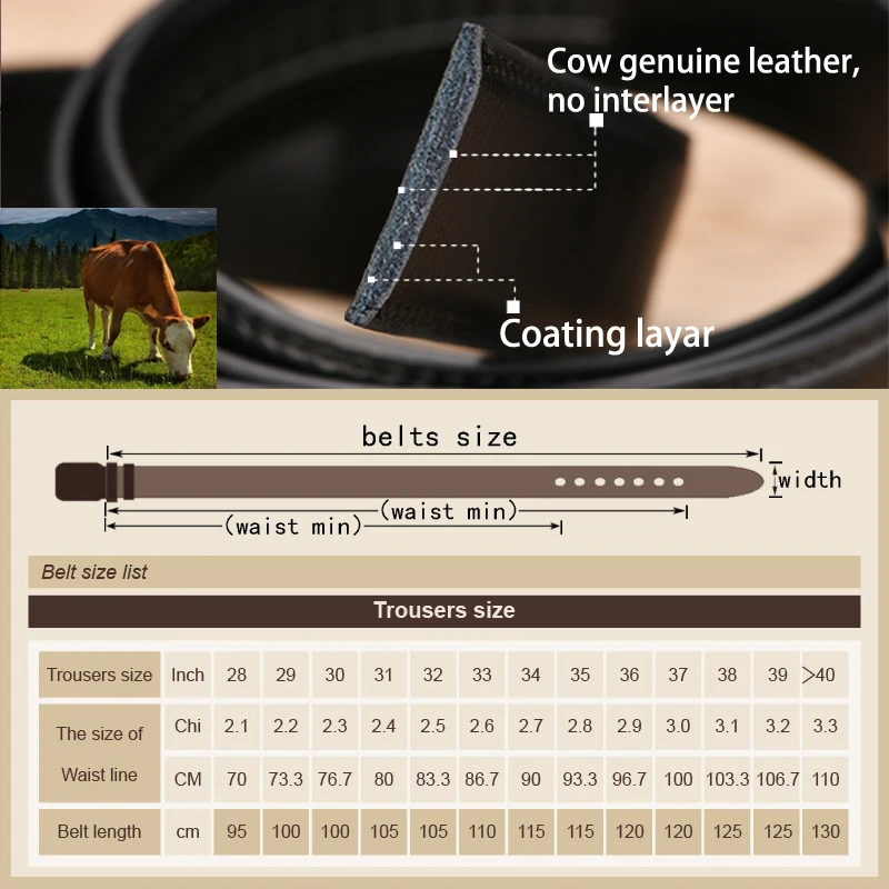 Ремень DINISITON мужской из натуральной кожи с автоматической пряжкой | Аксессуары