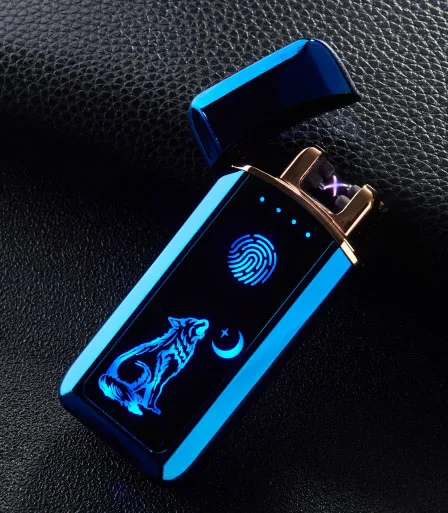 Плазменная Зажигалка Электронная зажигалка Прикуриватель для курения Usb зарядка двойная дуга - Цвет: blue wolf NO2