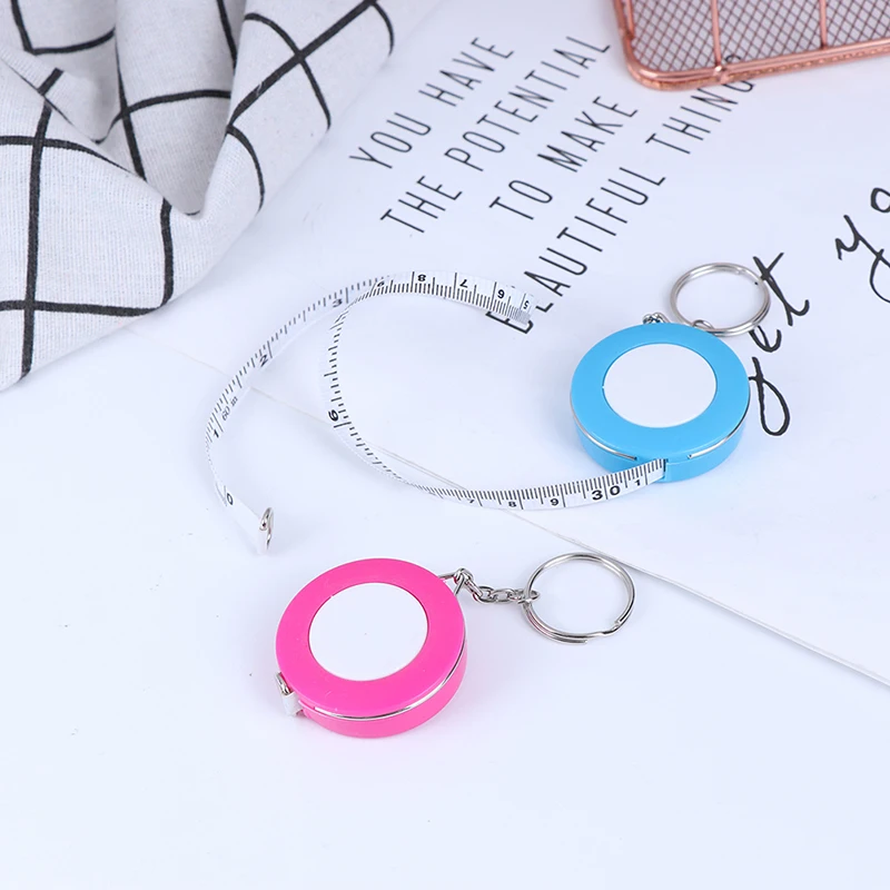 

1pc Tape measure 1.5m Candy Color Keychain Retractable Ruler Centimeter/Inch Tape Measure Mini Ruler Cute Design