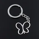 Новая мода мужской 30 мм брелок DIY металлический держатель цепь винтажный полый бабочка 30x30 мм Серебряный цвет кулон автомобильный брелок подарок