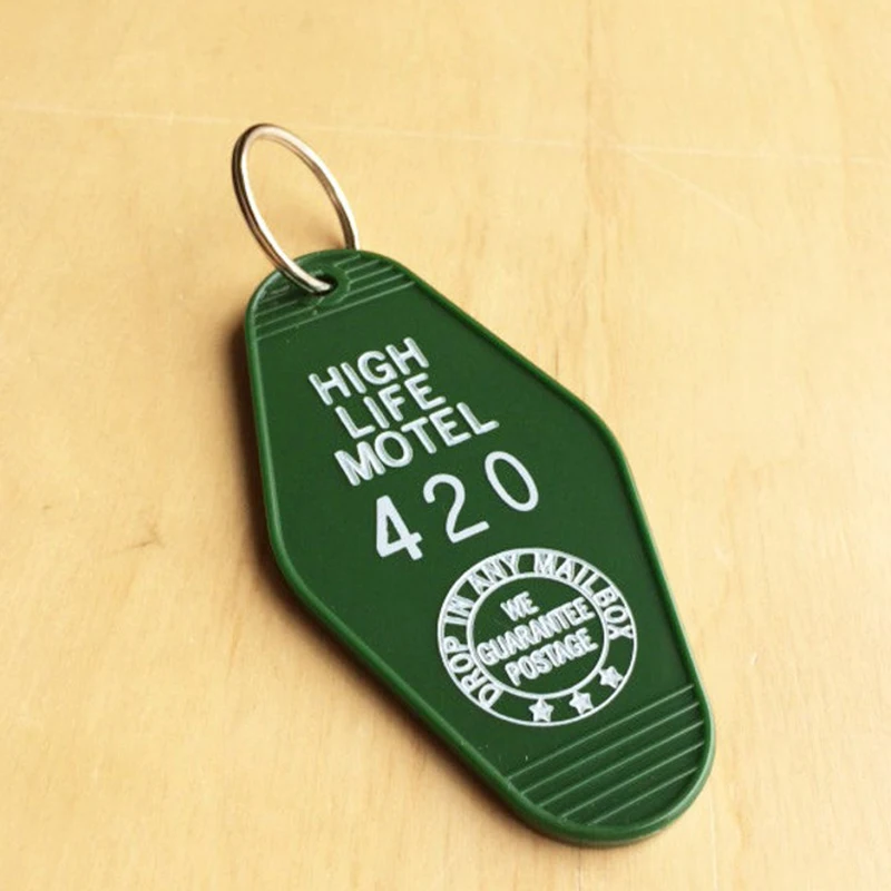 

420keychain,hotel keychain,weed,vintage,retro,hotel key chain,motel key tag ring ,HIGH LIFE MOTEL