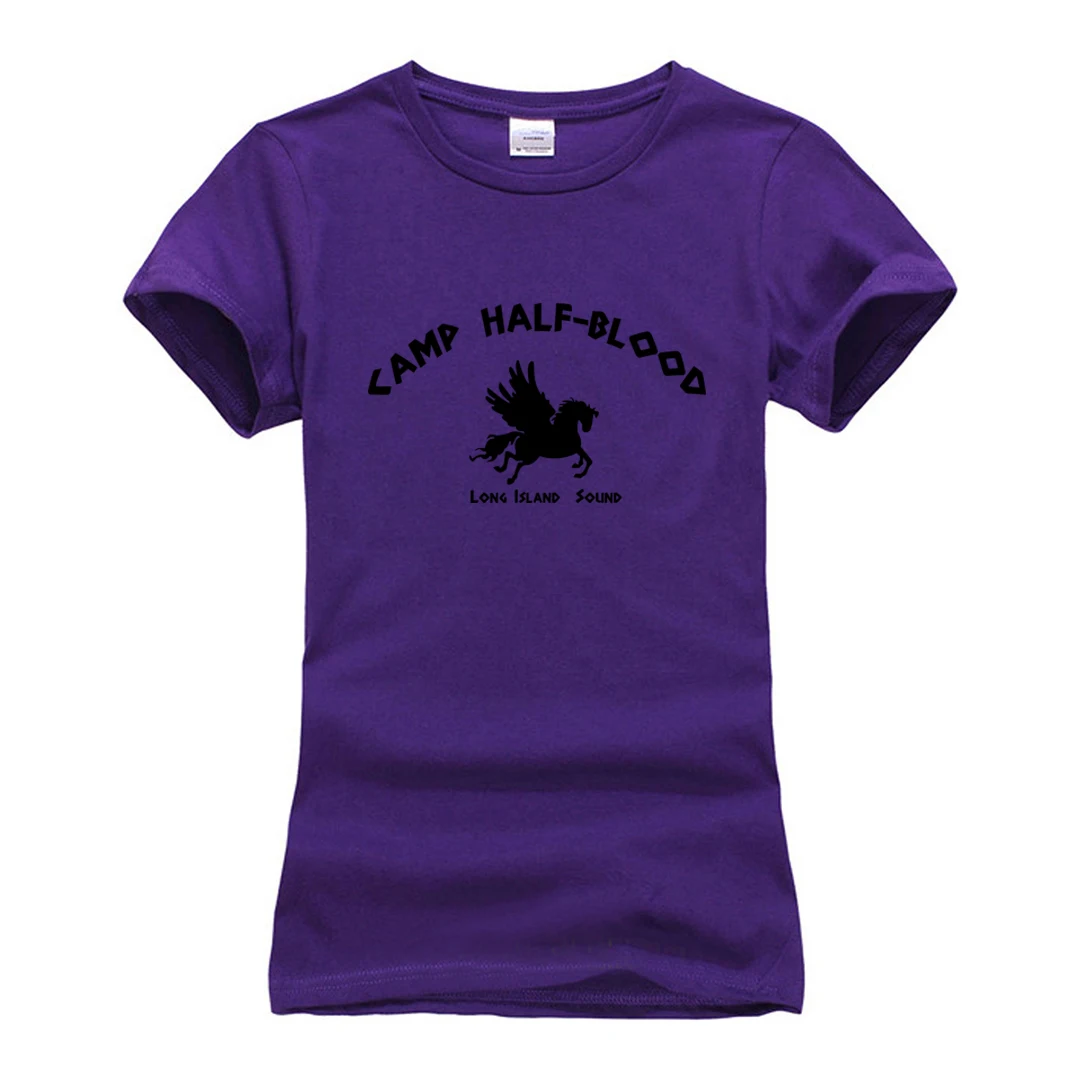 Летняя футболка harajuku бренд camisetas классный принт Женская футболка Повседневная хлопковая Футболка femme Camp Half-Blood slim top - Цвет: purple1