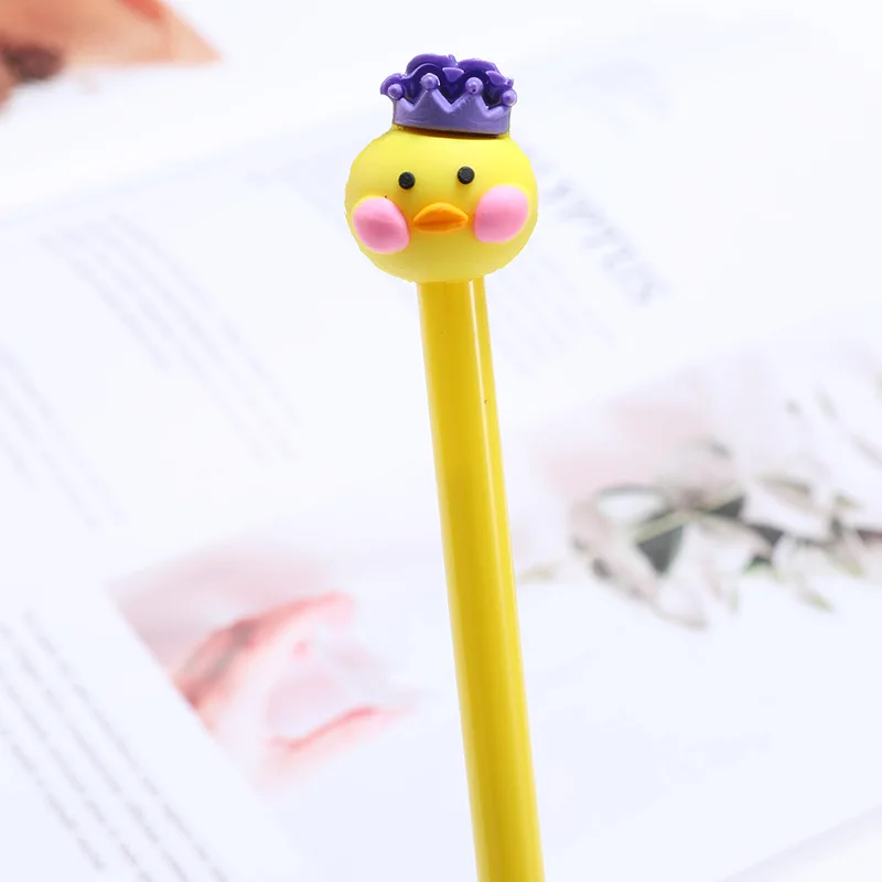 4pcs Kawaii Cartoon Duck 0.5mm Black Ink Gel Pen Marker School Office Supplies Student Exam Writing Drawing Stationery Gift | Канцтовары