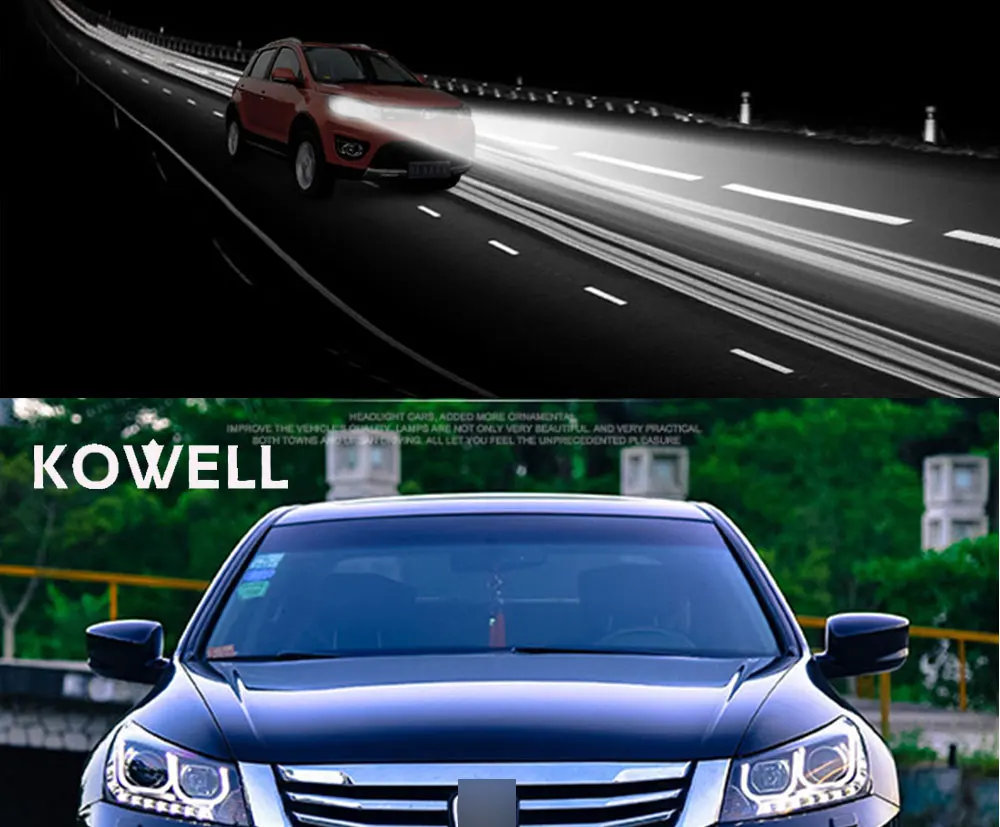 KOWELL стайлинга автомобилей налобный фонарь для Honda Accord 2008-2013 светодиодный фары DRL H7/D2H спрятал bi Xenon объектива
