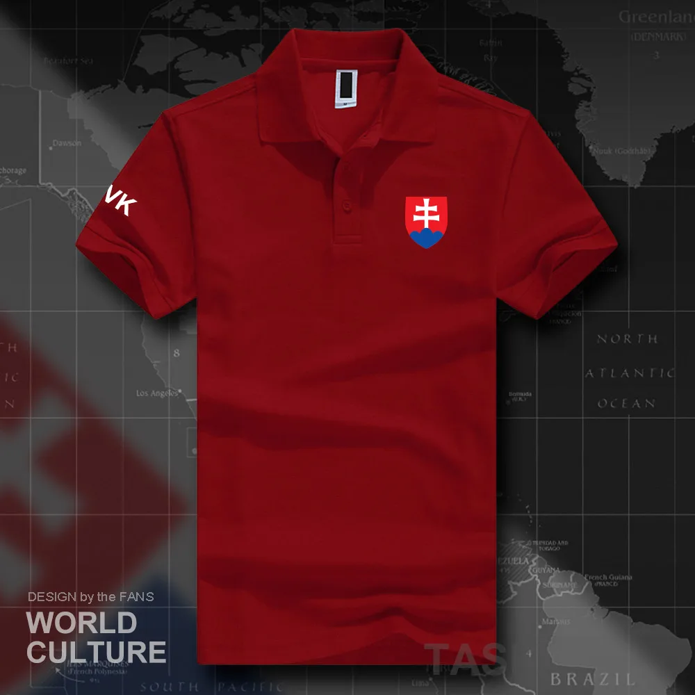 Мужская рубашка поло SVK белая с короткими рукавами и принтом в виде герба страны