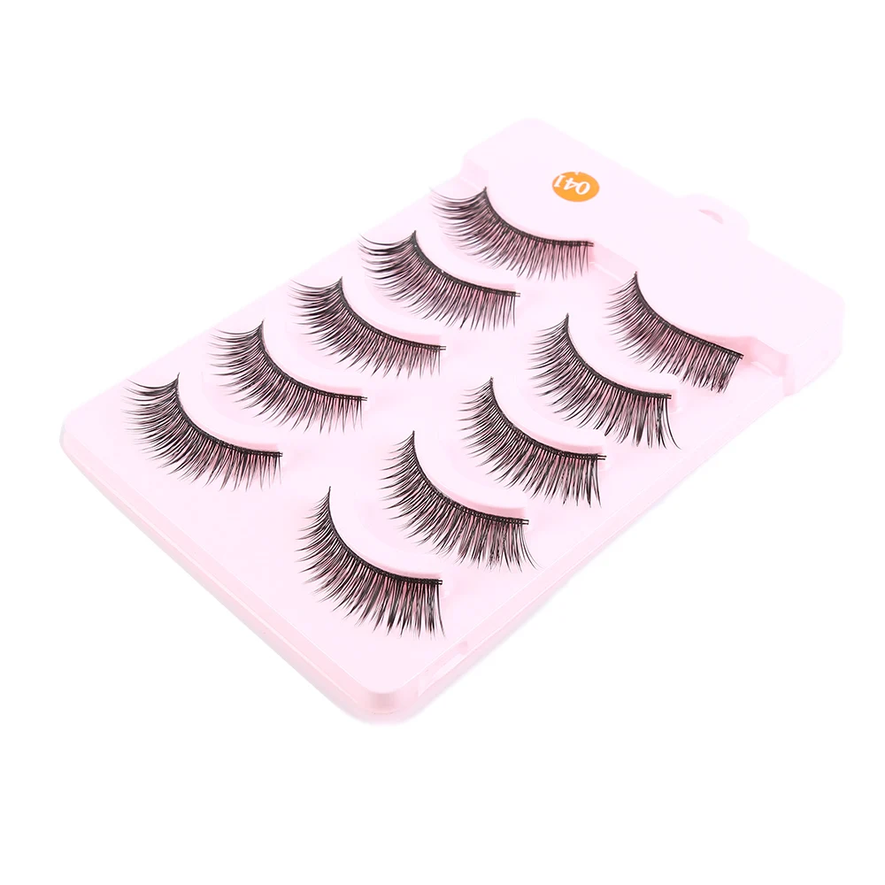 TSLM1 5 пар крестообразных натуральных ресниц макияж для глаз натуральные волокна