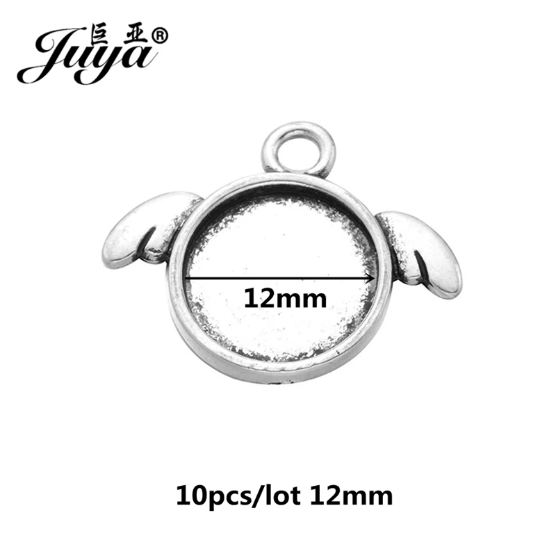 Ancient Silver JUYA 10 шт./лот, подвеска из цинкового сплава, пустая Камея, кабошон, Базовая установка для DIY, ожерелье, подвеска, ювелирные изделия, принадлежности для изготовления - Цвет: Ancient Silver