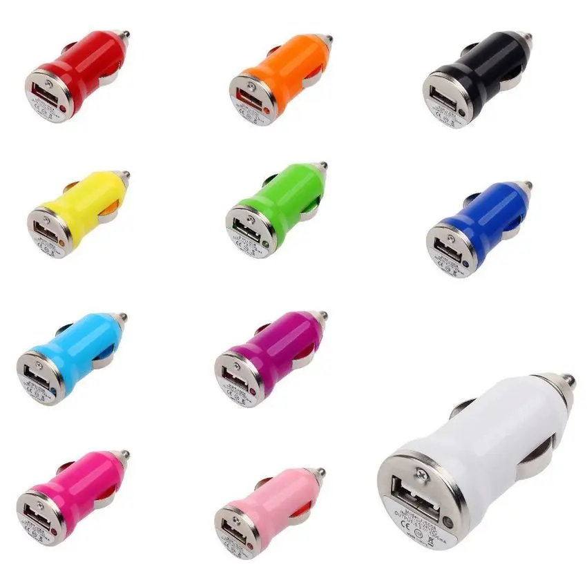 100 шт. самые дешевые универсальные красочные мини USB Автомобильное зарядное