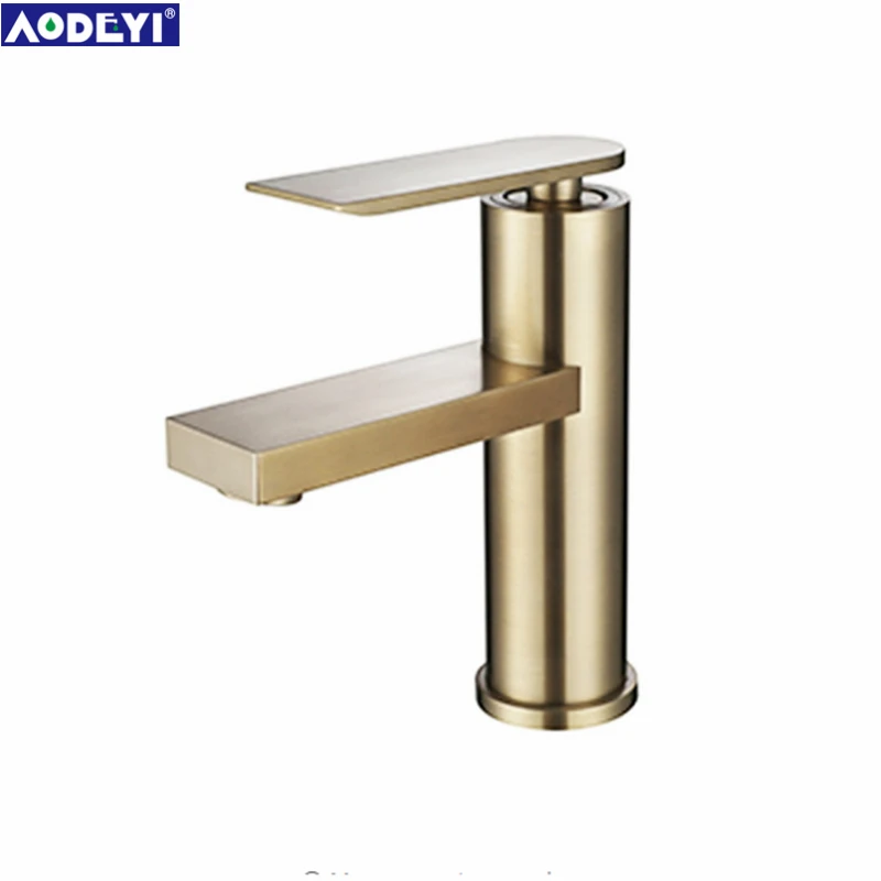 Brushed Gold-Short Смеситель для ванной комнаты, смеситель для раковины, Твердый латунный кран для воды, кран для раковины, смеситель для раковины, хром& Черный& Матовый Золотой - Цвет: Brushed Gold-Short