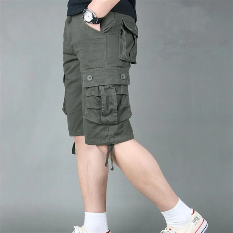 Летние мужские шорты карго хлопковые армейские военные свободного покроя с