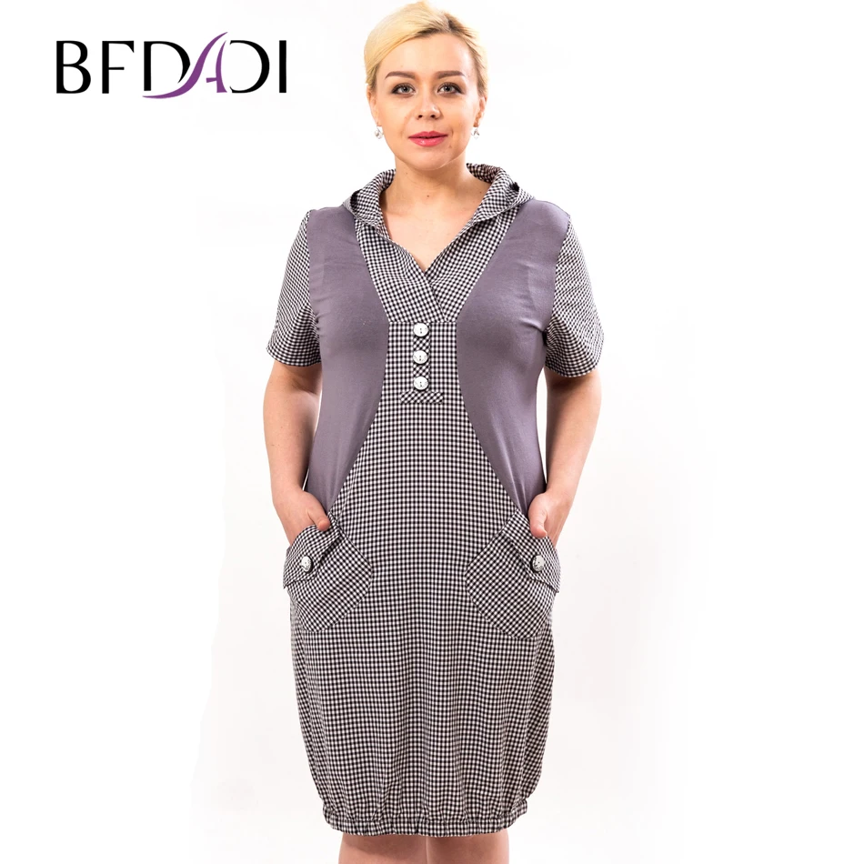 BFDADI Большой размер платья женские свободного покроя платье летом широкие для