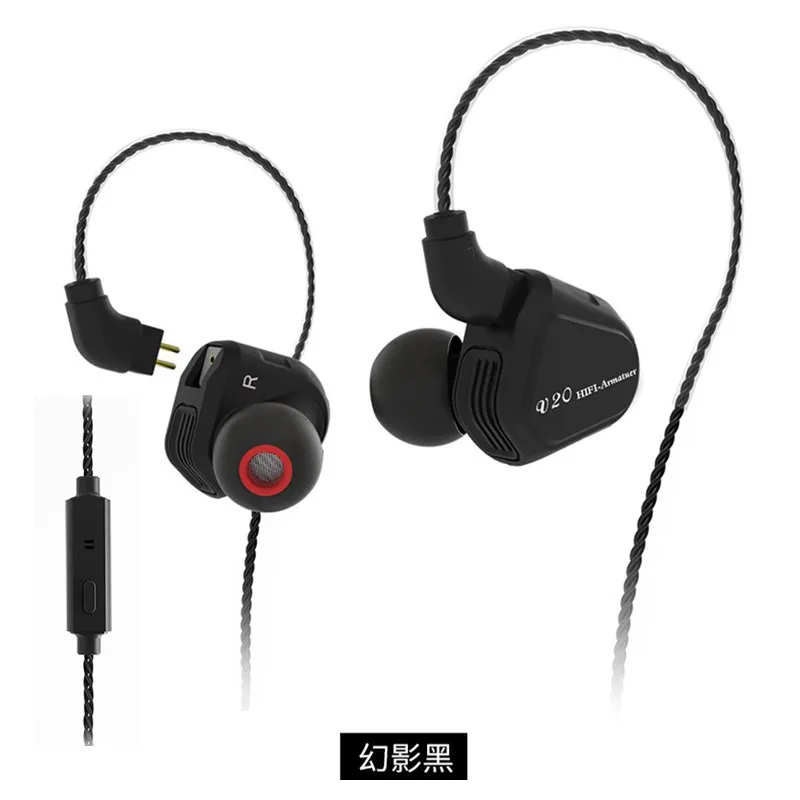 black with mic Новейший TRN V20 DD+ BA Гибридный наушник в ухо HIFI DJ монитор для бега спортивные наушники ушные наушники гарнитура с 2PIN кабелем TRN V10/V60 - Цвет: black with mic