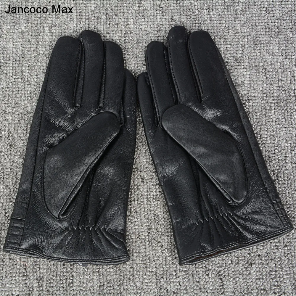 Jancoco Max перчатки из натуральной овечьей кожи для мужчин зимние спортивные черные варежки с сенсорным экраном Новое поступление S2053