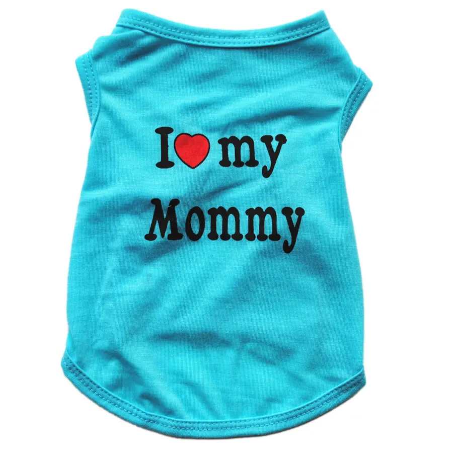 Футболки с котом для кошек Love Daddy Mommy напечатанный однотонный Цвет одежда для домашних животных, котов; хлопковое платье без рукавов котята жилет маленькая одежда с принтом в виде собак