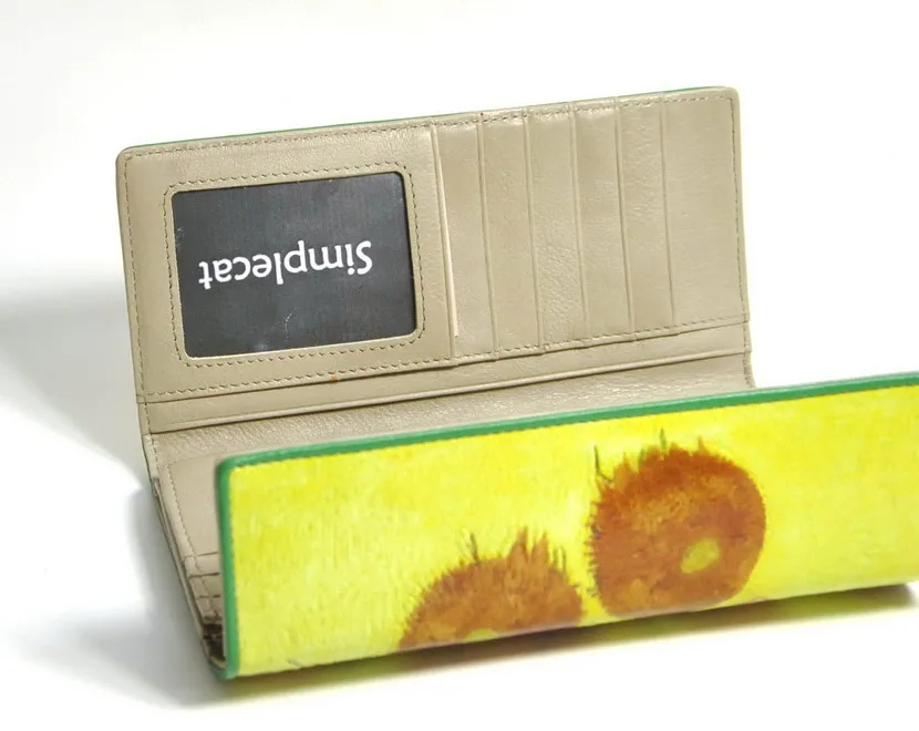 Женский кожаный кошелек Ван Гог с масляной росписью объемной текстурой чехол для