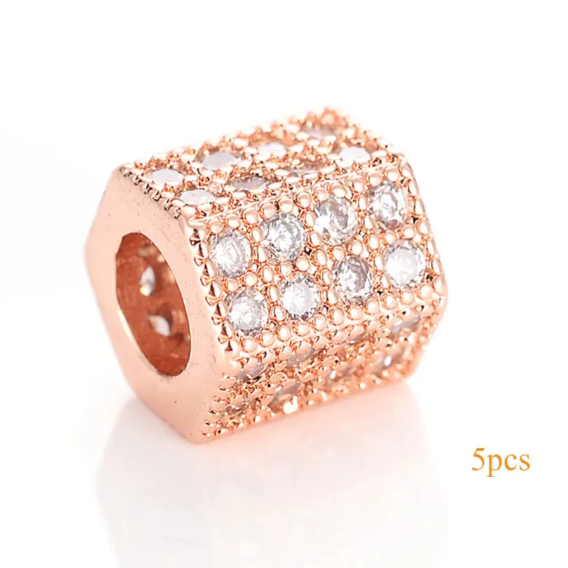 Rose gold-White-P Neovivi, 5 шт./партия, медная Корона, бусины, Череп, леопард, распорка для шлема, CZ, микро проложенный кубический цирконий, разъем для изготовления ювелирных изделий - Цвет: Rose gold-White-P