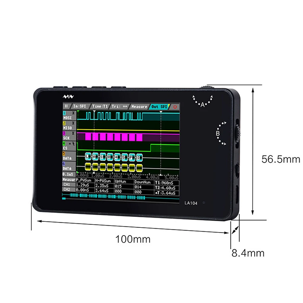 

LA104 Mini Logic Analyzer Digital Oscilloscope 4 Channels 100mhz 8MB USB Flash Disk Memory 2.8 Inch Portable Oscilloscopes
