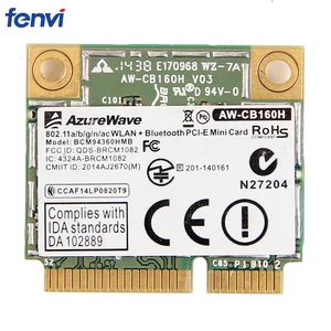 Беспроводная мини-карта Broadcom BCM94360HMB, 1300 Мбитс, PCI Express, 802.11ac, Bluetooth 4.0AW-CB160H 3x MHF4 антенны