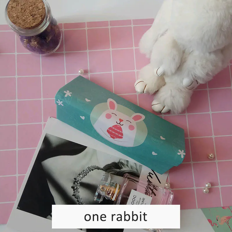 one rabbit Креативный складной портативный Чехол для очков с модным принтом фламинго, чехол для солнцезащитных очков, коробка для хранения очков ручной работы - Цвет: one rabbit
