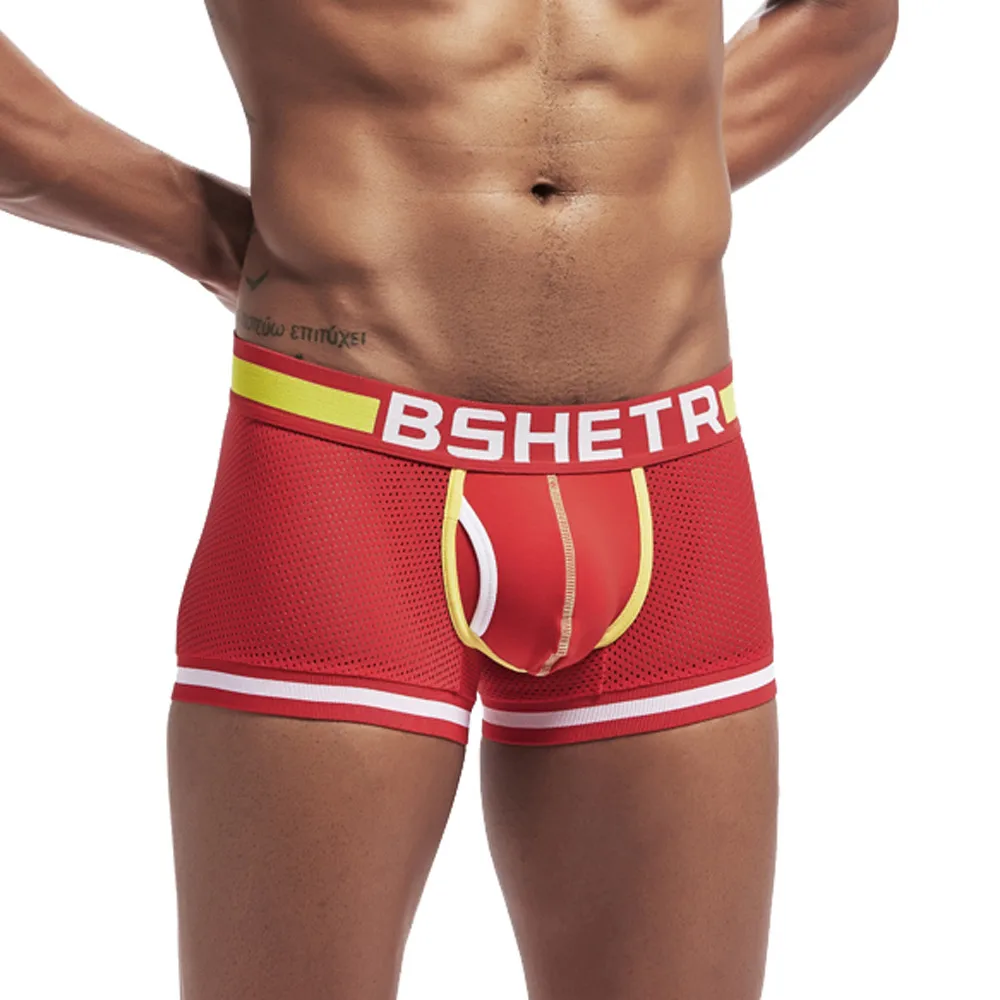Сексуальные мужские трусы боксеры сетчатые новинка 2019 однотонные хлопковые с