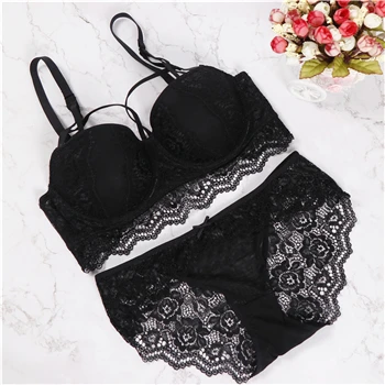 black bra set Большие размеры, 70-85, ABCi, чашка, Евро-американский стиль, тонкий сексуальный женский комплект бюстгальтера, пуш-ап, комплекты нижнего белья для молодых девушек - Цвет: black bra set