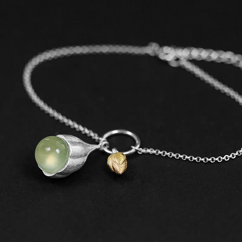 Gold Green Stone Lotus Fun реальные 925 серебро Природный камень ручной работы дизайнера Красивые ювелирные изделия Элегантный Лотос почки Браслеты Серьги для Для женщин - Цвет камня: Gold Green Stone