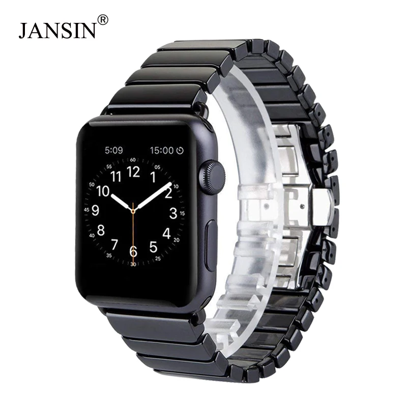 Керамический браслет JANSIN для apple watch, ремешок серии 5 4 3 2 1, ремешок для apple watch 38 мм/42 мм/40 мм/44 мм, пряжка-бабочка