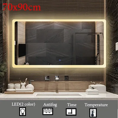 M018B-700x900mm Квадратное стеклянное зеркало для ванной, настенное, умное Сенсорное, противотуманное, светодиодный, туалетное зеркало, Фреска с влагостойким зеркалом для ванной, туалетный столик на заказ - Цвет: M018B-700x900mm