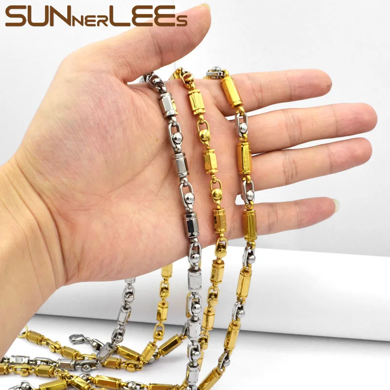 Цепочка SUNNERLEES из нержавеющей стали 316L ожерелье с геометрическими звеньями 6 мм